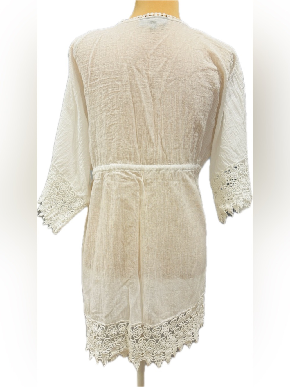 Club Z Collection Lightweight White Gauze Cover-Up with Tie Front - Picture 2 of 9